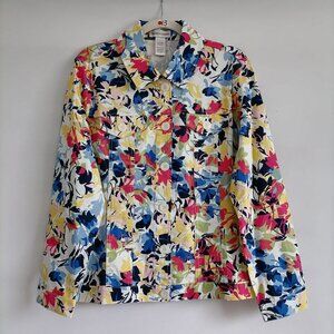 Drapers & Damon's Womens Muliticolor Floral Lightweight Hippie Jacket Size Large